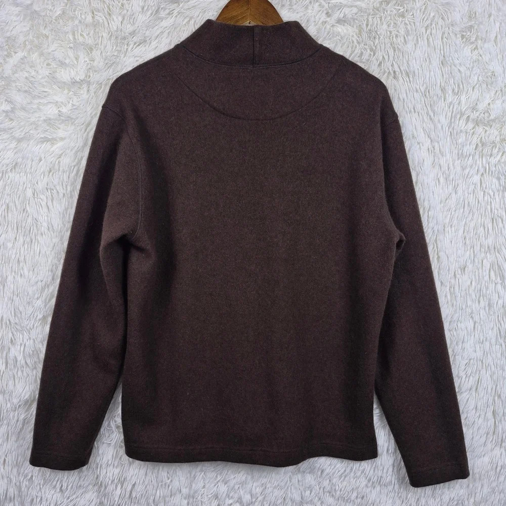 Banana Republic Chocolate Brown Brushed Wool Mock Neck Sweater Mens S Cozy Luxe